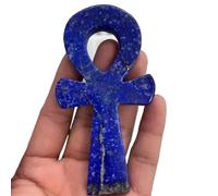 QEUOPGFD Ornements en Cristal Pierre Lapis Lazuli en Cristal, Croix égyptienne, Point Symbolique de guérison, Reiki Beau Cristal(100mm)