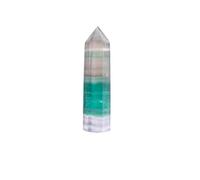 QEUOPGFD Ornements en Cristal Pierre Naturelle rayée en Cristal de Fluorite, Pointe hexagonale Faite à la Main avec Magique Brute en Fluorite Verte for la décoration de Bureau Beau Cristal(50-60MM)