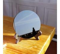 QEUOPGFD Ornements en Cristal Plaque Ronde en Obsidienne Noire Naturelle | Pierre de Quartz de guérison, Miroir de Sorcellerie, décor en Cristal avec étagère Beau Cristal(80mm)