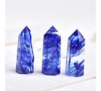 QEUOPGFD Ornements en Cristal Prisme Hexagonal en Cristal, de Quartz Rose, Tour d'améthyste d'énergie, décoration d'ameublement de Maison 1 pièce Beau Cristal(Blue Smelting,5-6cm)