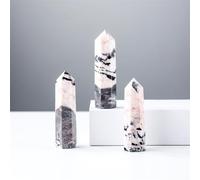 QEUOPGFD Ornements en Cristal Prisme Hexagonal en Cristal, de Quartz Rose, Tour d'améthyste d'énergie, décoration d'ameublement de Maison 1 pièce Beau Cristal(Pink Zebra Stone,5-6cm)