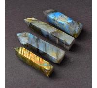 QEUOPGFD Ornements en Cristal Prisme Hexagonal en Cristal, de Quartz Rose, Tour d'améthyste d'énergie, décoration d'ameublement de Maison 1 pièce Beau Cristal(Labradorite,7-8CM)