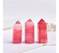 QEUOPGFD Ornements en Cristal Prisme Hexagonal en Cristal, de Quartz Rose, Tour d'améthyste d'énergie, décoration d'ameublement de Maison 1 pièce Beau Cristal(Red Smelting,7-8CM)