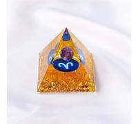 QEUOPGFD Ornements en Cristal Pyramide générateur d'énergie en Cristal, 1 pièce, Reiki, Chakra de guérison, résine, Outil de méditation, décor de Salle for Constellation Beau Cristal(Aries)