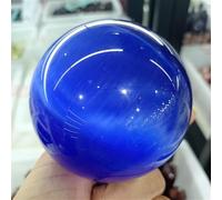 QEUOPGFD Ornements en Cristal Quartz Boule de Cristal Magique Oeil de Chat minéral Reiki de guérison démagnétisation décor de Bureau à Domicile énergie gemme Beau Cristal(Azul,80mm)