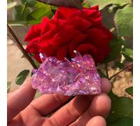 QEUOPGFD Ornements en Cristal Spécimen de grappe de Cristal de Quartz à Anneau de Flamme Pourpre Beau Cristal(2pcs)
