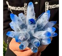 QEUOPGFD Ornements en Cristal Spécimen minéral de grappe de Cristal de Quartz fantôme Bleu Beau Cristal(400-500g)