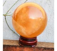 QEUOPGFD Ornements en Cristal Sphère de Calcite Orange Naturelle, Boule de Quartz en Cristal, Roche de guérison Chakra, Artisanat de Sculpture sur Pierre Reiki avec Beau Cristal(8cm)
