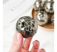 QEUOPGFD Ornements en Cristal Sphère de Cristal de Chalcopyrite Naturelle, Boule de Pyrite, Pierre de guérison, spécimen minéral, Chakra Reiki, décoration de Chambre à Coucher Beau Cristal(5.2-5.5CM)