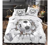 QEVAWPAE Ballon de Football Eau de feu Housse de Couette 3D Imprimée Microfibre Hypoallergique Super Douce Parure de Lit Fermeture Éclair Douce Confortable for Filles Ado Super King（260x220cm）