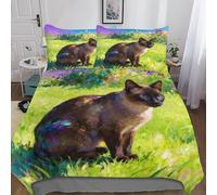 QEVAWPAE chatÉlégantStyle Peint Animal Housse De Couette Et Ensemble De Literie Complet en Polyester Respirant, Doux Et Facile D’Entretien pour Chambre Cosy King（220x240cm）