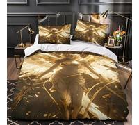 QEVAWPAE Dieux Antiques Parure de Lit Microfibre Hypoallergique 3D Effet Douce Mystique égyptien Housse de Couette Fermeture Éclair Ultra Douce Respirante for Garçons Adolescents Double（200x200cm）