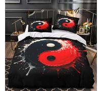 QEVAWPAE Eau de Feu Yin Yang Parure de Lit 3D Effet Microfibre résistante Hypoallergique Housse de Couette Fermeture Éclair Super Douce Confortable for Couple Amoureux Double（200x200cm）
