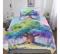 QEVAWPAE forêtÉlégantNature humaniste Housse De Couette Et Ensemble De Literie Complet en Polyester Respirant, Doux Et Résistant, Idéal pour Chambre D’Amis Single（135x200cm）