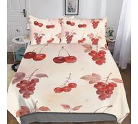 QEVAWPAE Impression de Fruits Élégant Simple Doux Housse De Couette Et Ensemble De Literie Complet en Polyester Respirant, Doux Et Facile D’Entretien pour Chambre Cosy King（220x240cm）