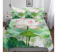 QEVAWPAE LotusRaffinéFleur Housse De Couette Et Parure De Lit Complète en Polyester, Finition Soignée Et Coins avec Attaches pour Un Confort Optimal Double（200x200cm）