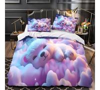 QEVAWPAE Ours Mignon Qui dort Parure de Lit 3D Effet Ultra Douce Confortable Peluche Douce Housse de Couette Microfibre Hypoallergique Fermeture Éclair Résistante for Adulte Single（135x200cm）