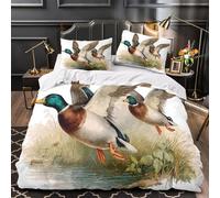 QEVAWPAE Scène de vol du Canard Housse de Couette Microfibre Hypoallergique Imprimé en 3D Confortable Parure de Lit Fermeture Éclair Ultra Douce Respirante for Couple Single（135x200cm）