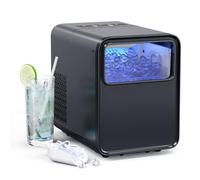 QEXREED Machine à glaçons compacte, Fabricant de glaçons, 9 cubes prêts en 6 minutes, Machine à glaçons avec poignée portable et panier, 2 tailles de glaçons, 12 kg/24h, Fonction d'auto-nettoyage