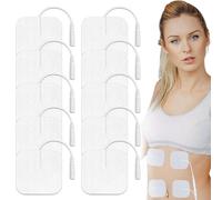 QEXUJOW Accessoires pour stimulateurs musculaires et nerveux,Lot de 10 électrodes blanches, 40 mm x 40 mm, ouverture de 2 mm, auto-adhésives, réutilisables, pour appareils TENS.