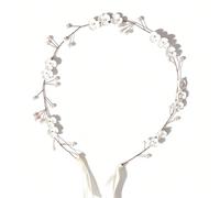 QEXUJOW Bandeaux pour femme,Ce bandeau orné de fleurs, de perles et de vigne est élégamment conçu et ajustable, ce qui le rend idéal pour les mariages, les cérémonies et autres occasions.