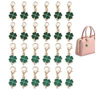 QEXUJOW Breloques pour bijoux,Ensemble de 24 pendentifs porte-bonheur en forme de trèfle à quatre feuilles, parfaits pour la création de porte-clés, de bijoux faits main ou de cadeaux de mariage.