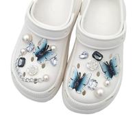QEXUJOW Charms breloques avec fermoir fantaisie prix mini,16 idées de décorations de chaussures à faire soi-même : papillons en cristal bleu pour sabots