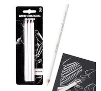 QEXUJOW Crayons de couleur pour adultes,Un lot de 3 crayons fusain blancs et de crayons à dessin blancs pour ajouter des détails et des reflets aux dessins.
