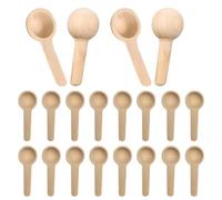 QEXUJOW Cuillères de cuisine,Lot de 20 petites cuillères de cuisine rondes en bois, petites cuillères en bois à manche court pour épices, miel, café, sel, pots de confiture, sucre