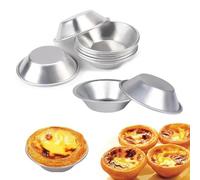 QEXUJOW Moules à tartes, tartes et quiches,Ensemble de 10 emporte-pièces pour gâteaux et biscuits, moules à crêpes en aluminium argenté, adaptés à la confection de muffins et de cupcakes.