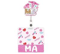 QEXUJOW Porte-badges,Porte-badge nominatif en acrylique pailleté pour médecin/infirmier(ère), étiquette d'identification, pochette pour carte d'identité d'infirmier(ère) d'hôpital