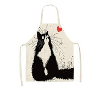 QEXUJOW Tabliers,Tablier en polyester imperméable et résistant aux taches, orné d'un adorable motif de chat, idéal pour un usage domestique, les cours d'art et les travaux manuels.