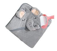 Qeyeid Bain Bébé Naissance À Capuche aux Oreilles Mignonnes, Serviette À Capuche pour Bébé, Bain Bébé Extra Doux Absorbant, Cadeau Naissance, Sortie Bain Bebe, Bain Personnalisée, Gris