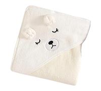 Qeyeid Bain Bébé Naissance À Capuche aux Oreilles Mignonnes, Serviette À Capuche pour Bébé, Bain Bébé Extra Doux Absorbant, Cadeau Naissance, Sortie Bain Bebe, Bain Personnalisée, Blanc