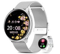 QEYUMYEU 2025 Montre Connectée Femme, 1.39" TFT Smartwatch avec Appel Bluetooth, Moniteur de Sommeil, SpO2, Cycle Menstruel, 100+ Modes Sport, IP68, Fitness Podomètre pour Android iOS(Argenté)