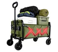 QEZER Chariot Pliable avec Roues Tout Terrain,Capacité de Charge Chariot de Transport Multifonction pour Plage，Jardin, Camping, Pêche et Barbecue (Vert, Charge 100 kg, Volume 120 L)