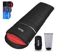 QEZER Down Sleeping Bag -3°C to -23°C Winter Rectangular Sleeping Bag for Adults Cold Weather Camping, Backpacking and Hiking Outdoor