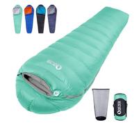 QEZER Sac de Couchage Adulte, Sac de Couchage 0 degré, Grand Froid, 600 FP Down,Certification RDS .Idéal pour Le Camping, la randonnée et Le Trekking