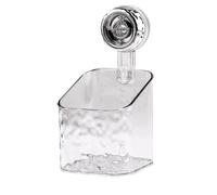 Qezodsx 1 Pièces Support de Rangement à Ventouse Rotative Salle de Bain Boîte D'Organisation et de Rangement Murale Non Perforée Transparent-Gris, S