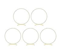 Qezodsx Kit de Pièce Maîtresse de Cerceau Floral à Base Incurvée en Métal de 5 Pièces pour Table, Anneaux de Couronne en Métal Doré avec Supports pour Décorations de Table