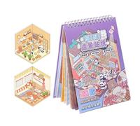 Qfdiwr 3D Scene Stickers | Autocollants Décoratifs Miniatures de Scènes de Maison - Fournitures de Loisirs Créatifs en Papier Esthétiques pour Scrapbooking, Carnet Journal Intime, Agenda et