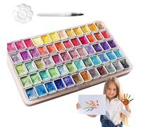 Qfdiwr Aquarelle | Fournitures de peinture pailletée portable,Kit de 60 godets aquarelle avec palette - Pour artistes adultes travaux manuels cahier coloriage classe voyage