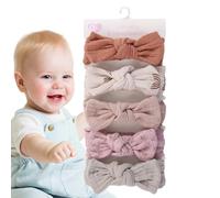 Qfdiwr Baby Girl Cows and Bandbands, Head Cows pour les bébés filles - Baby bandeau Bows - Accessoires de cheveux enveloppe de tête 18x3,5 cm, ensemble de 5 bandes de cheveux avec nœud pour les