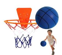 Qfdiwr Ballon De Basket Silencieux Et Paniers Adjustable Design Anti-Bruit pour Dribble en Intérieur, Idéal pour Appartement, Gym Maison, Entraînement PU Douce, Set Complet