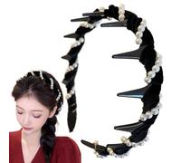 Qfdiwr Bandeau de perles pour femmes, bandeau perlé pour filles - Wave Hair Bands,Perle Teeth Bandband Girls Hairband Band non glissée Heatwear Hair Hoop For Party Supplies