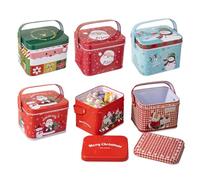 Qfdiwr Boîtes à Biscuits en Métal - 6 Pièces Réutilisables pour Noël,Boîte à Bonbons Vide pour Collations - Pour Les Fêtes Anniversaires Chocolat Bijoux Cadeaux De Fête