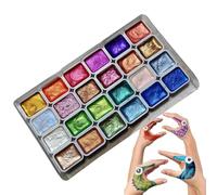 Qfdiwr Lot de 24 peintures aquarelles métallisées - Lot de 24 couleurs basiques - Peinture artistique - Kit aquarelle de voyage avec peintures aquarelles métallisées