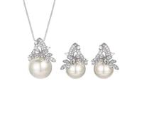 QFDKWMCSQ 3 pièces ensemble de bijoux vintage élégants pour femmes collier de fleurs en forme de perle mode collier ras-du-cou brillant soirée de boucles d’oreilles de mariage