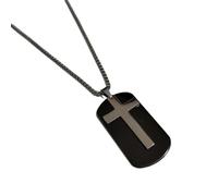 QFDKWMCSQ Collier pendentif décontracté pour hommes avec plaque d’identité, chaîne de pull croix imperméable, bijou de prière militaire cadeau