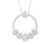 QFDKWMCSQ elle collier pendentif circulaire Émeraude ronde AAAAA cubique ia bijoux de mariage avec chaîne de 18 pouces